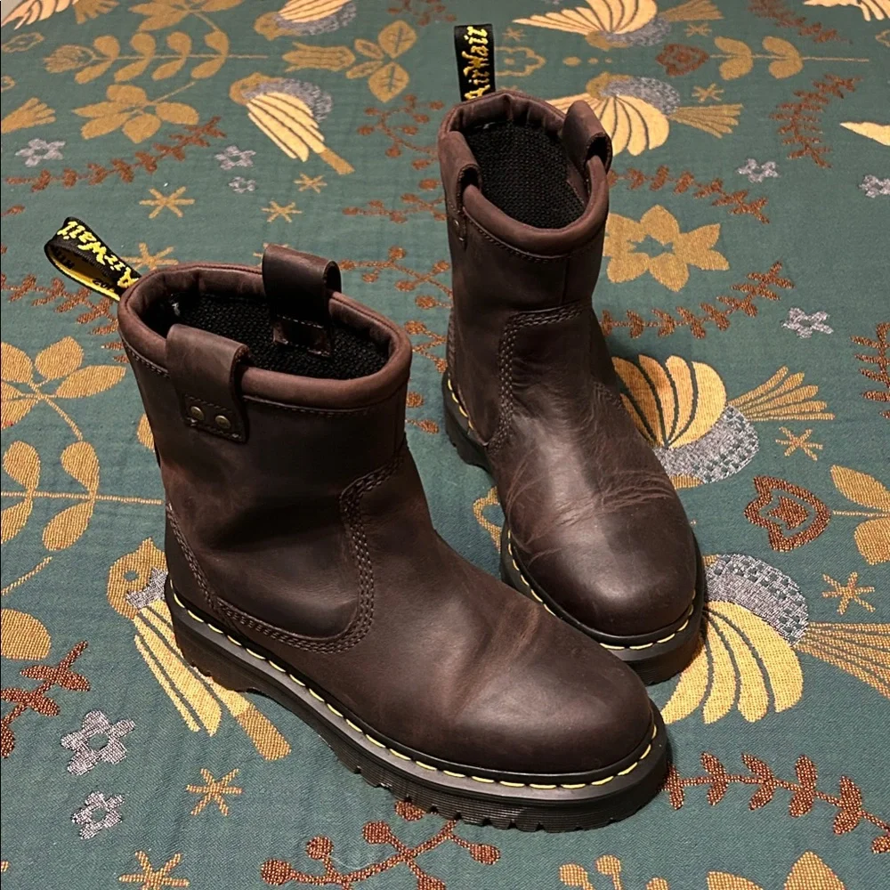 Dr. Martens Dark Brown Leather Boots - Picture 1 of 4